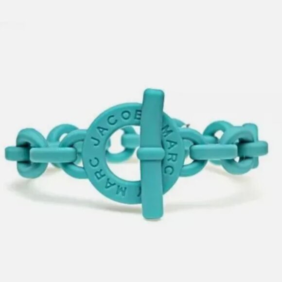 Marc by Marc Jacobs Aqua Lagoon‎ Turnlock Rubber Stretch Bracelet NEW - Picture 1 of 6